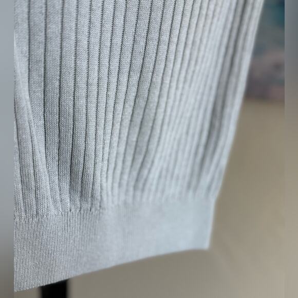 New Abrand Mock Neck Sleeveless Knit Sweater in Grey Dove Small Linen Blend - Picture 3 of 4